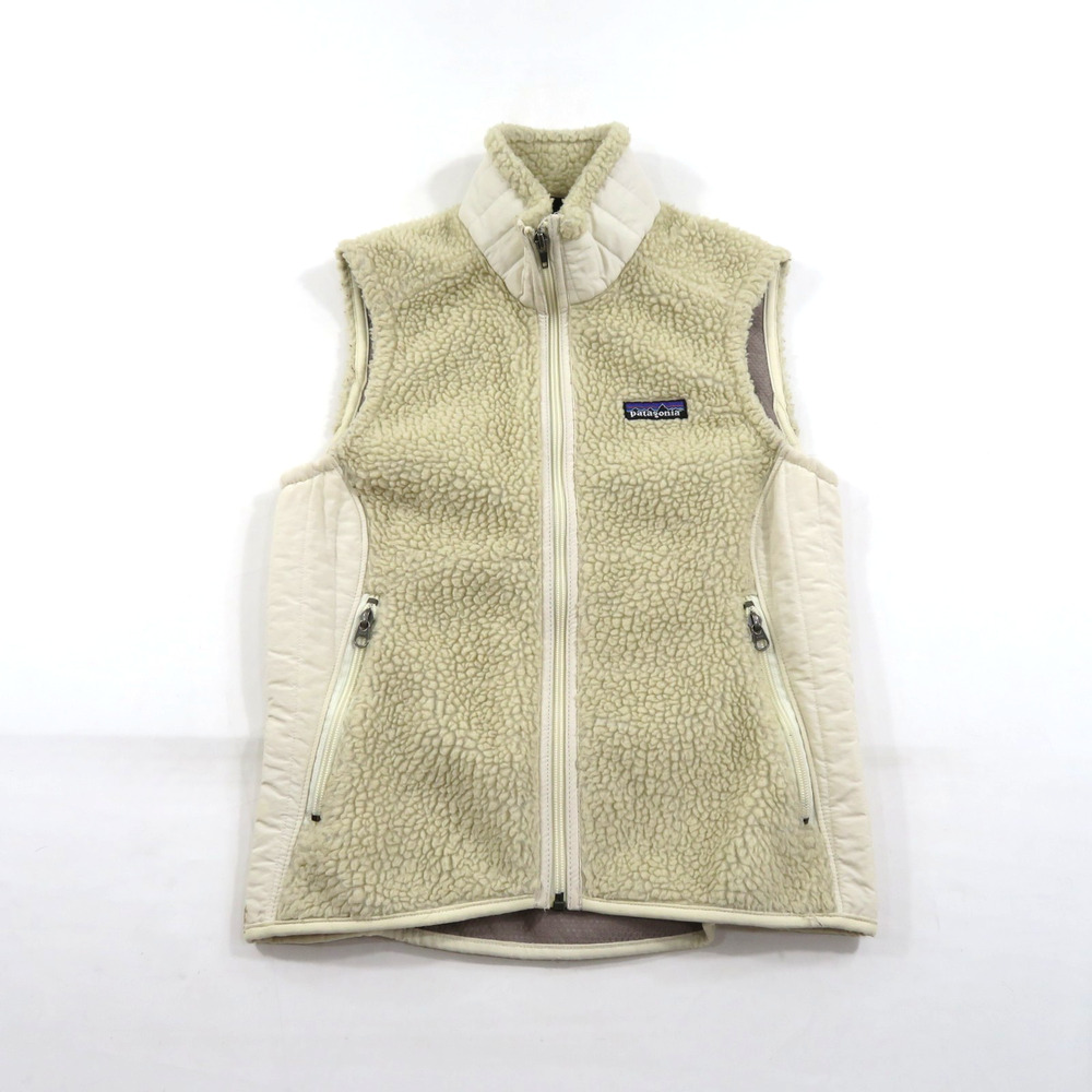 Patagonia Deep Pile Fleece Vest White Color Womens Sz S Retro